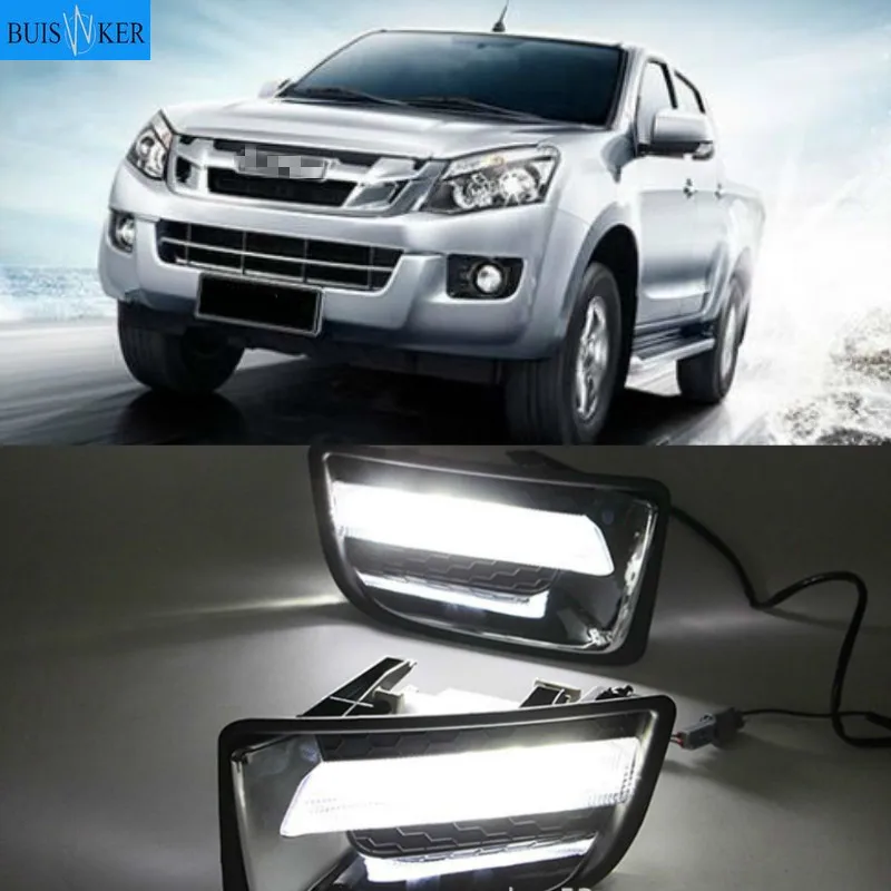 

2Pcs DRL For Isuzu D-max Dmax 2014 2015 LED Daytime Running Lights LED Front Bumper Fog Lamp Case Driving light white