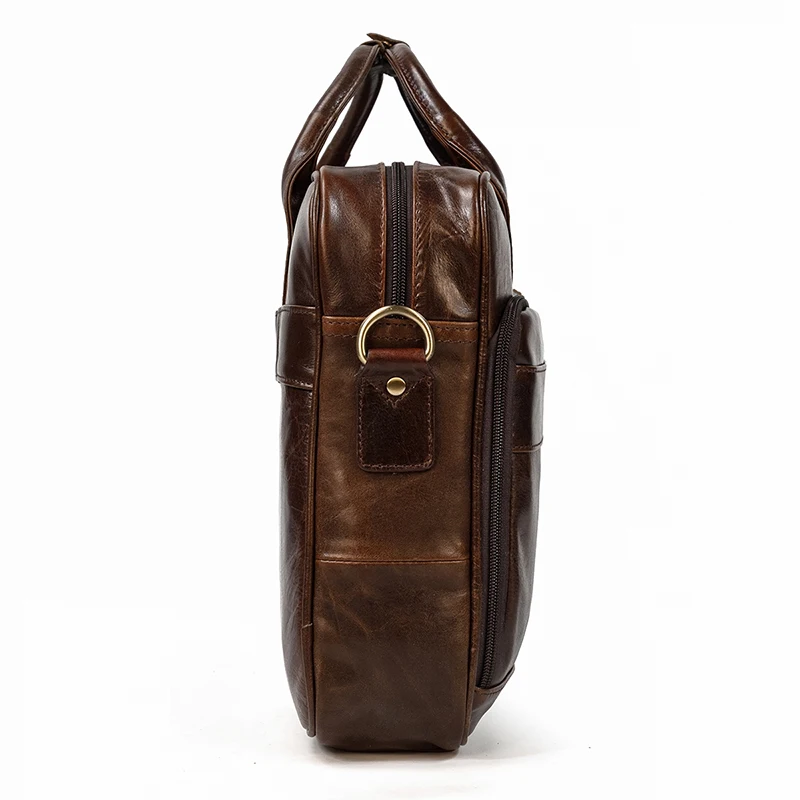 Men Briefcase Genuine Leather Laptop Bag 14 15.6" PC Doctor Lawyer Computer Bag Cowhide Male Briefcase Leather Men Business Bag