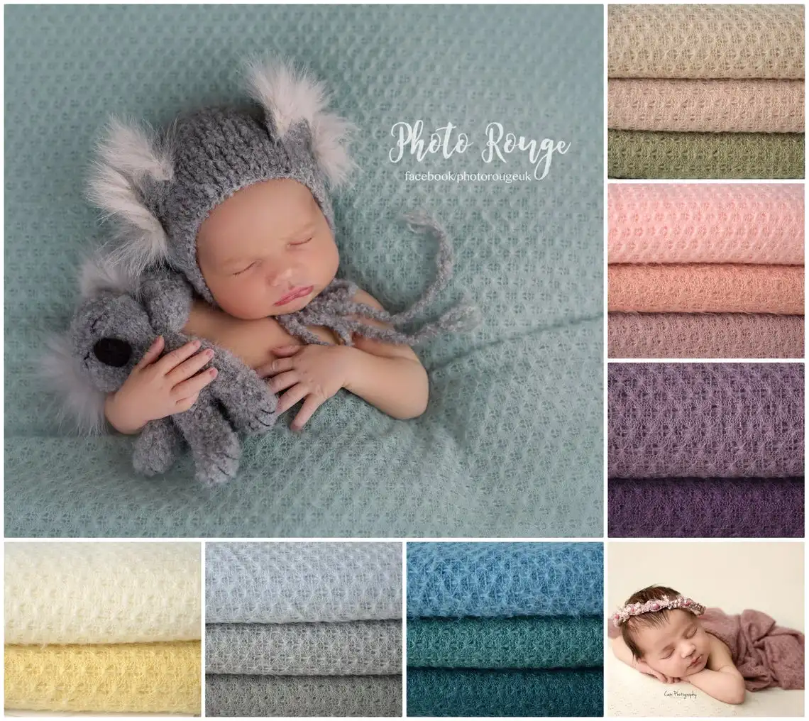 Newborn Photography Props Sweater Knit Posing Fabric Blanket for Bean Bag Backdrop Baby Photo Soft Stretchy Wraps Backgrounds