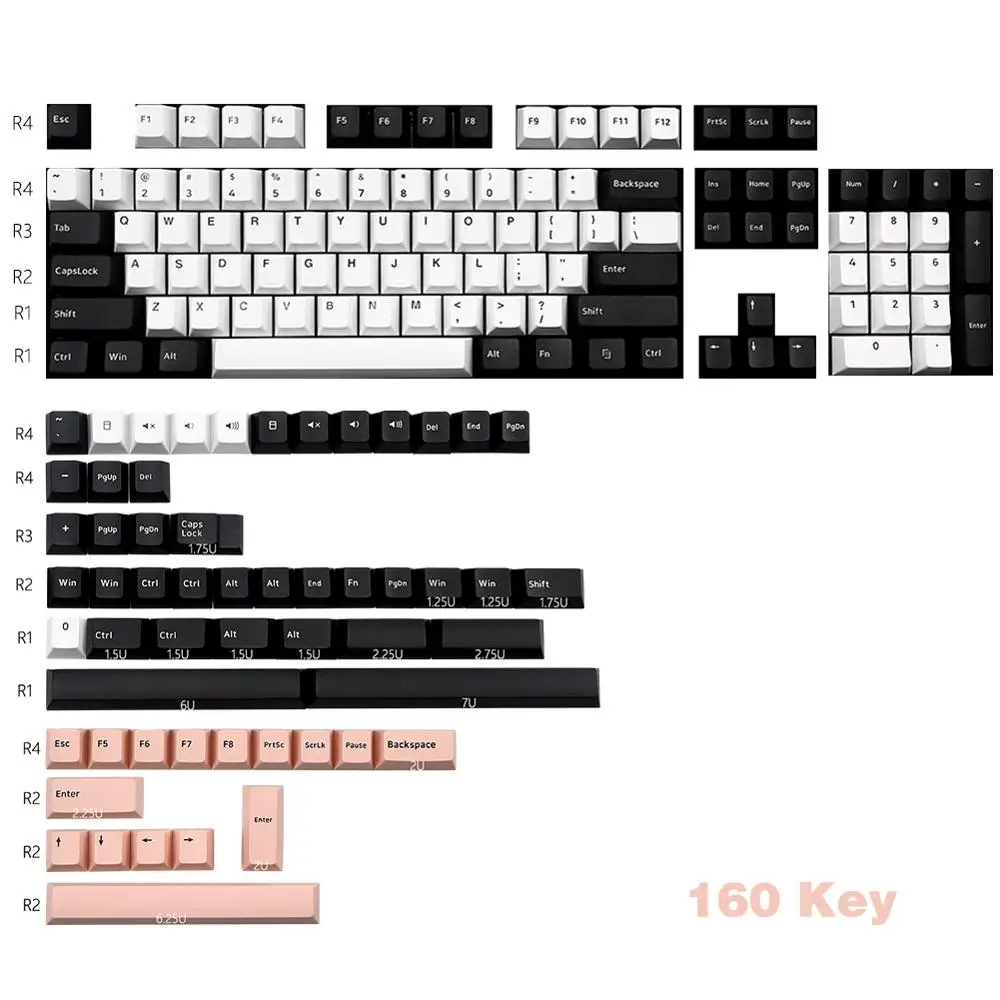 

160 Keys Cherry Profile Olivia Keycap Double Shot PBT Keycaps GK61 2.75x 2.25x Spaces Key For MX Switch Keyboard