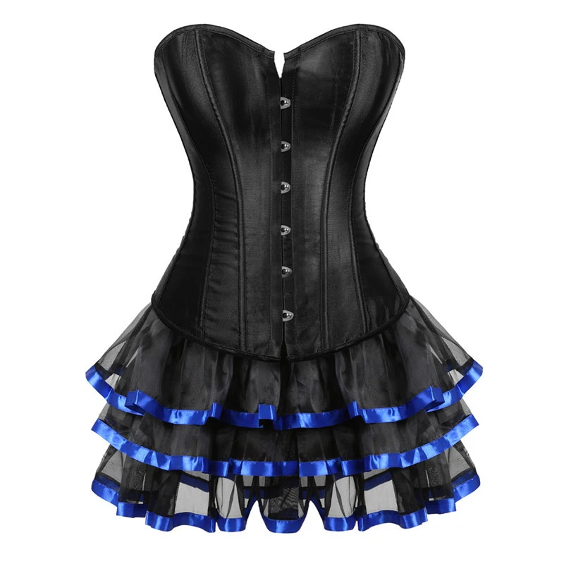 Bustier and Corsets Body Shapewear Women Gothic Clothes Corset Dress Burlesque Costume Black Corset Top and Skirt Set Plus Size