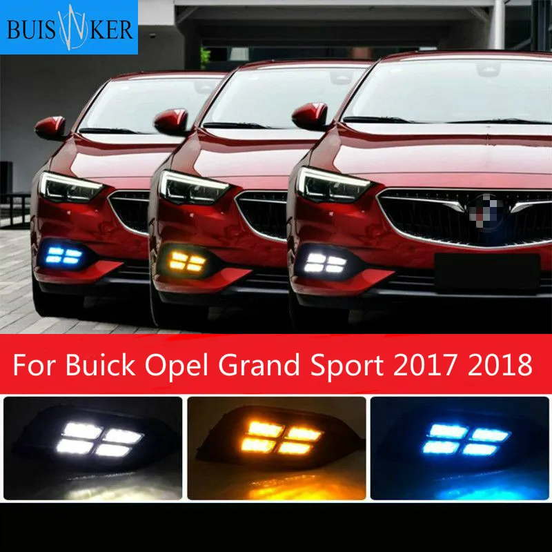 

1 set LED DRL Daytime Running Lights Daylight With Turn Yellow Signal For Buick Opel Grand Sport 2017 2018 12V ABS