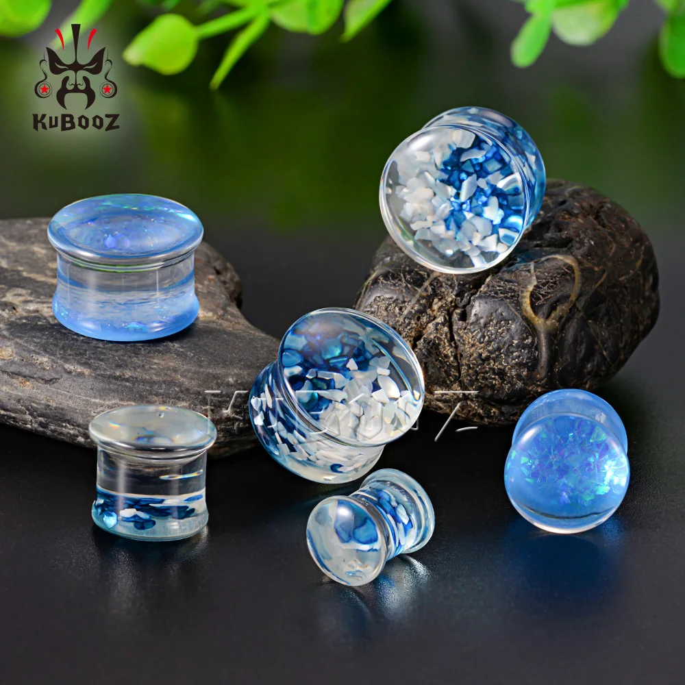 KUBOOZ New Popular Fashion Shell Acrylic Ear Piercing Plugs Stretchers Body Jewelry Earring Tunnels Gauges Expanders One Pair