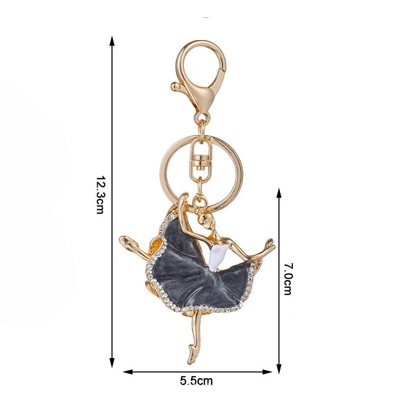 Fashion Dancing Ballet Girl Keychain Ballerina Pendant Women Jewelry Enamel Rhinestone Keyring Bag Car Key Holder Dancer Gift