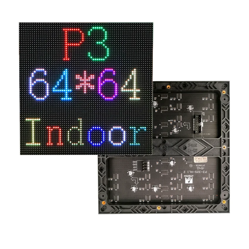 

P3 Indoor HD LED Display Panel 192*192mm 64*64Pixel 1/32 Scan RGB SMD HUB75 3In1 LED Matrix Module