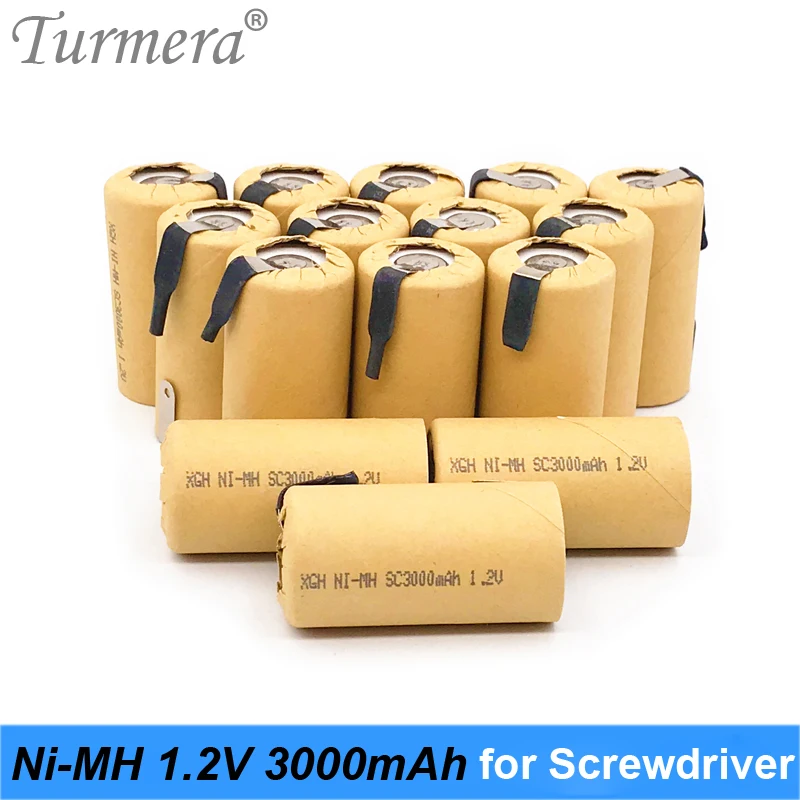 Turmera ni-mh 1.2 فولت بطارية 3000 مللي أمبير SC3000 لحام ل مفك بطارية روبوت مكنسة كهربائية 1.2 فولت ni-mh بطارية قابلة للشحن