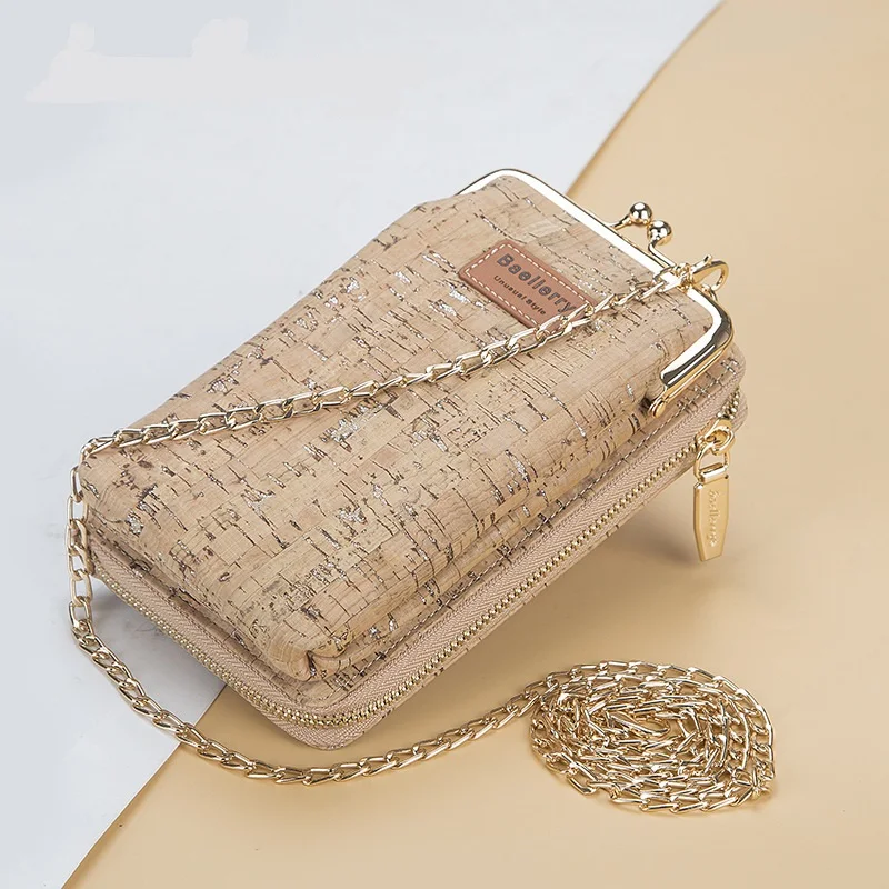 

Fashion Mobile Phone Bag Female Korean Version Messenger Bag Shoulder Bags Wood Grain Multi-Card Position Ladies Wallet