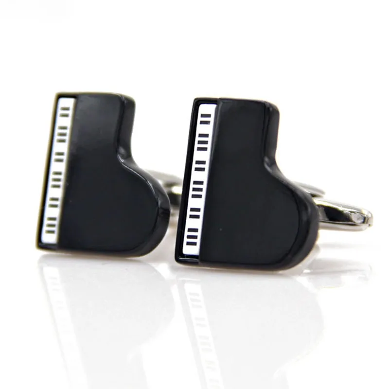 Pareto Men's Fashion Black Cufflinks to A Luxury Man Cuff Links Piano Jewelry for Shirts