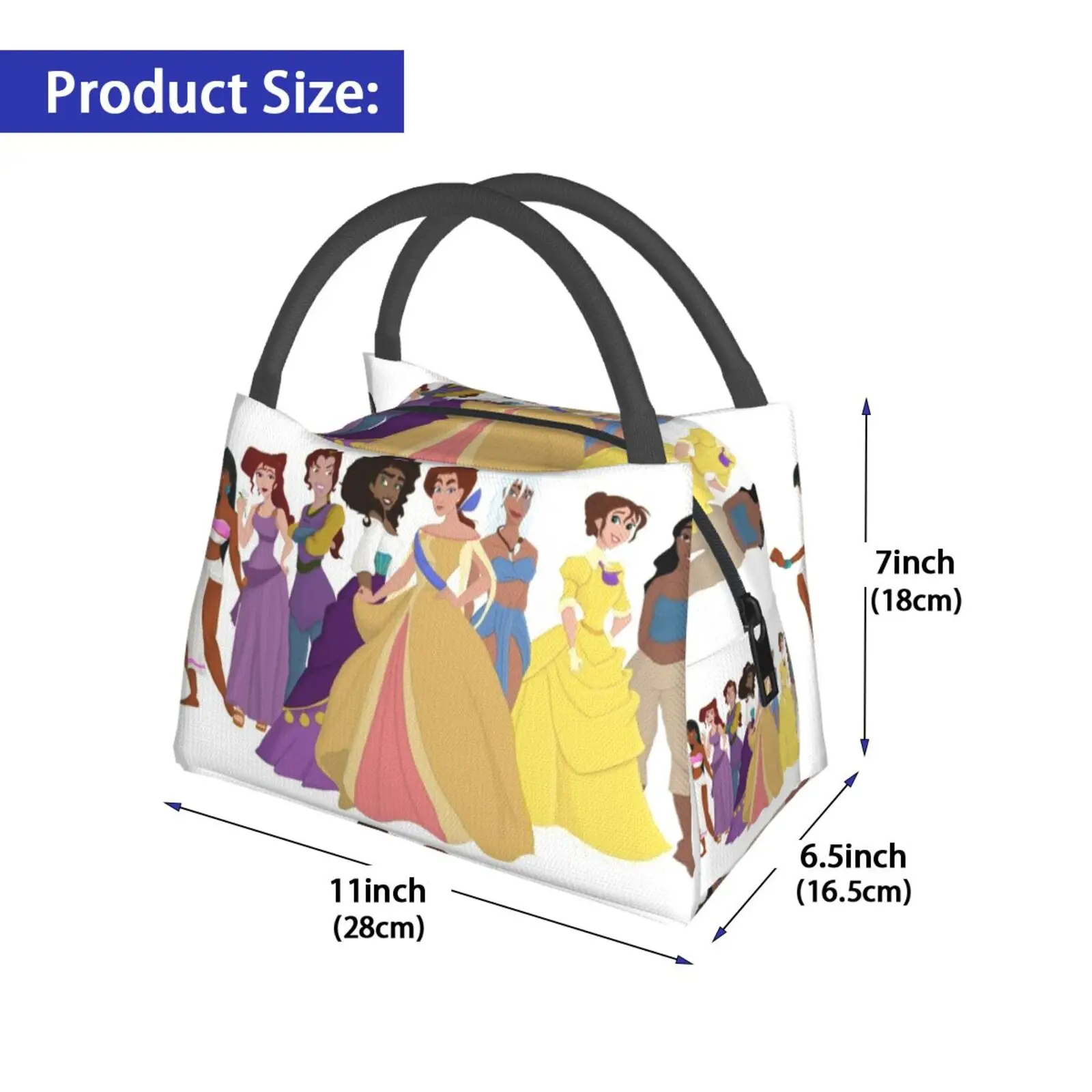 Portable Insulation Bag Animated Girls Princess Anastasia Kida Nani Chel Esmeralda Animation Movie Movies