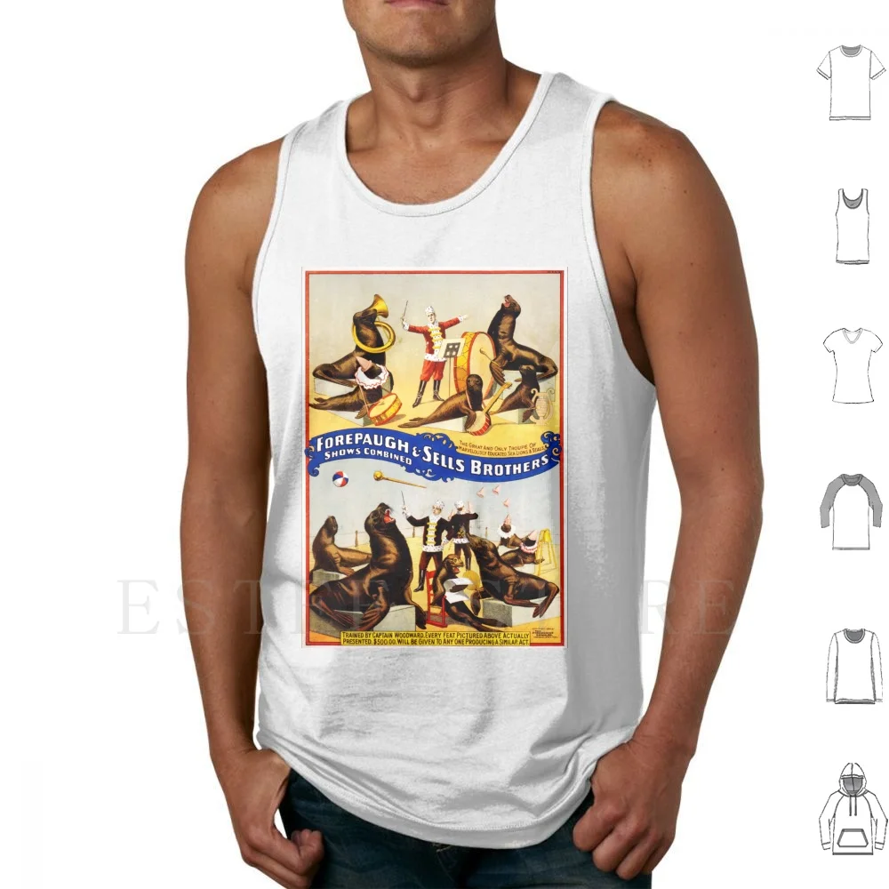 Vintage Forepaugh & Sells Brothers Sea Lions And Seals Circus Tank Tops Vest Cotton Vintage Forepaugh Sells Brothers Sea Lions