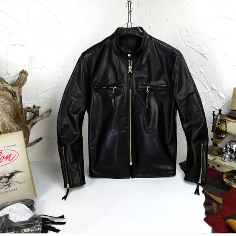 2020 Black Men American Style J100 Biker's Jacket Plus Size 4XL Genuine Cowhide Autumn Slim Fit Motorcycle Leather Coat