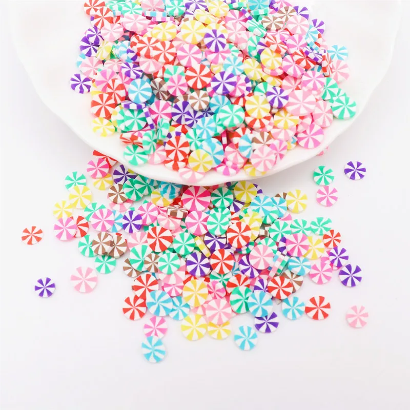 Bulk 5MM Colorful Peppermint Christmas Candy Polymer Clay Slices Sprinkles Christmas Sugar Sprinkles for Slime Handcraft DIY