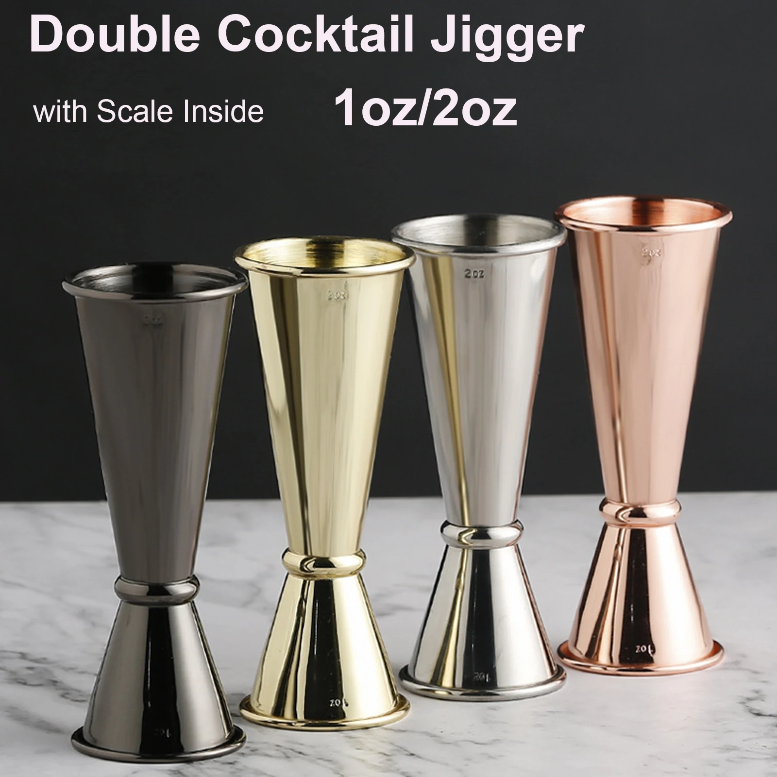 15-50ml New Dual Shot Stainless Steel Measure Cup Cocktail Shaker Drink Spirit Measure Jigger Kitchen Bar Barware Tools