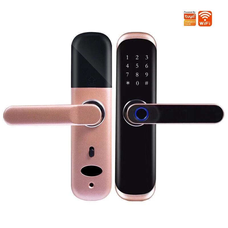 

Wifi Smart Door Lock Fingerprint Password Tuya APP Remote Smart Locks With Touchscreen RFID Cards Unlock Included Lock Cylinder