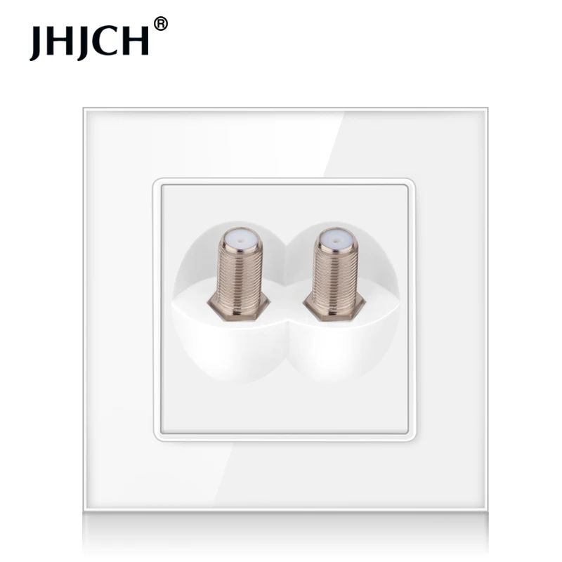 JHJCH-satellite socket, tempered glass crystal panel, 1 group, 2 groups, white, black, gold, gray