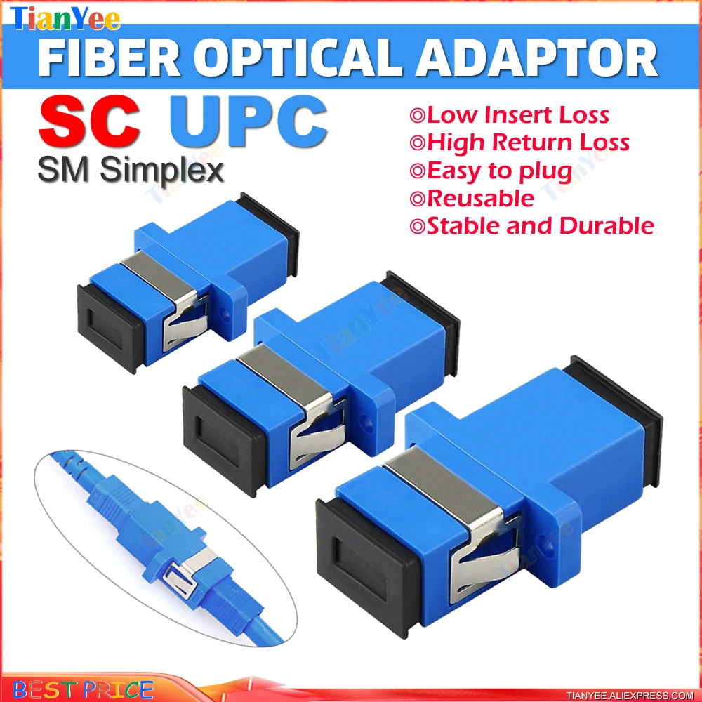 

100pcs - 1000pcs Fiber Optical Adaptor SC UPC SM Simplex SC/UPC single-mode Coupler Fiber flange SC connector