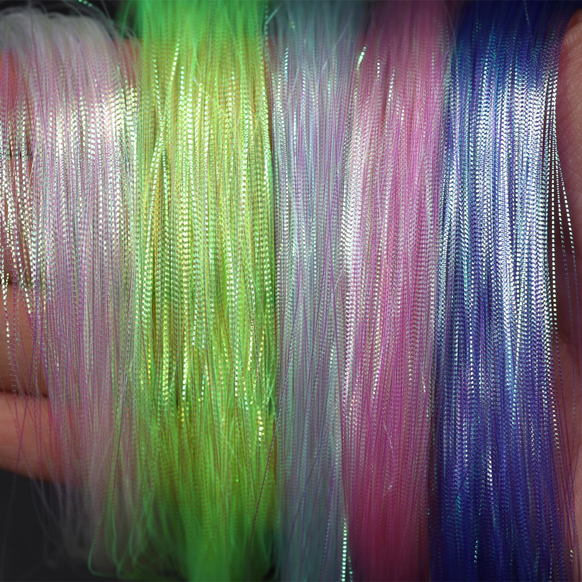 0,2mm Gewellte Gliss Glow Flashbou Stränge Flügelschwanz Fliegenbindematerial Fisch-Seitenstreifen Bucktail Streamer Bass-Angelköder – Detail 1