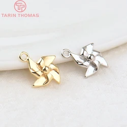 (169)10PCS 9.5x12MM Hole 1MM 24K Gold Color Brass Windmill Charms Pendants High Quality Jewelry Accessories