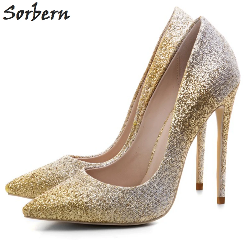 

Sorbern Glitter Women Pump High Heel Shoes Women Ol Party Heels Blingbling Italian Shoes For Women Heels 2019 Pointy Toes Mature