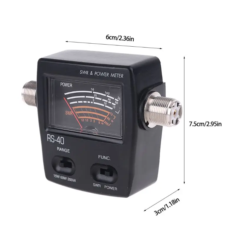 NISSEI RS40 Power SWR Meter RS-Measurable Up to 200W Power Range with Adapter Connector 144/430mHz Walkie Talkie