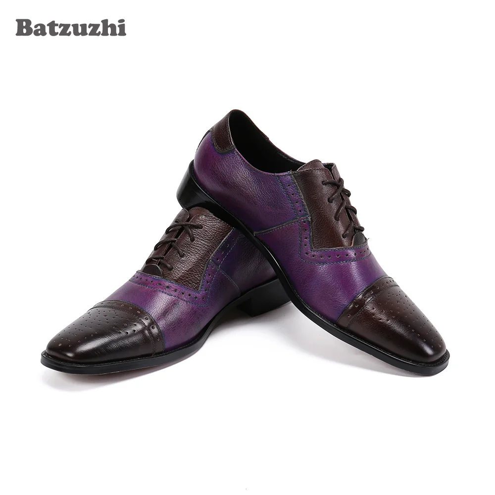 

Batzuzhi Genuine Leather Dress Shoes Men Handsome Men's Shoes Pointed Toe Lace-up Business Leather Shoes, Big Sizes EU38-46