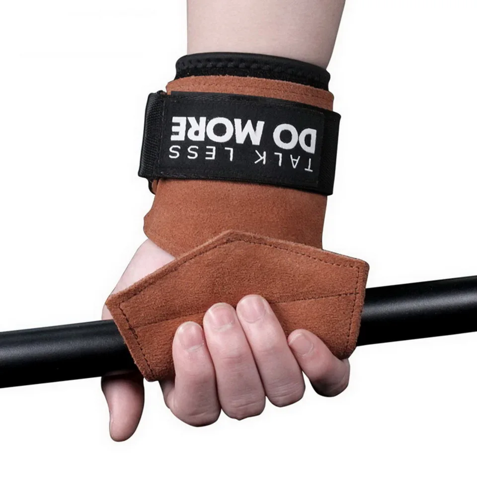 1 Pair Cowhide Palm Wrist Guard Hand Grip Band Fitness Equipment Anti-Skid Weight Lifting Gym Crossfit Training Gymnastics Glove