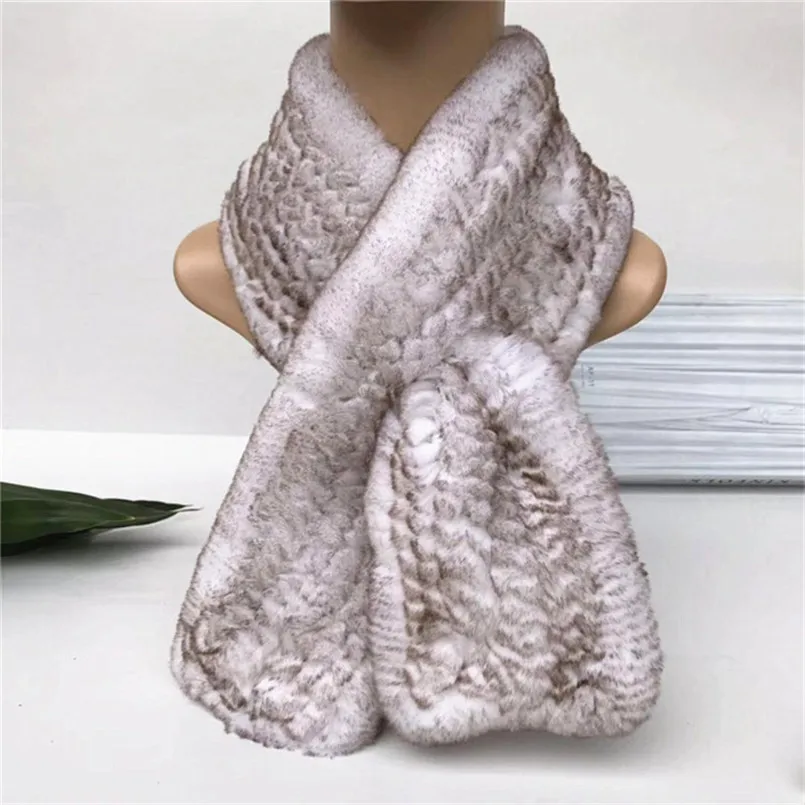 Winter Women 100% Natural Real Rex Rabbit Fur Scarf Natural Warm Fur Ring Muffler Lady High Quality S92