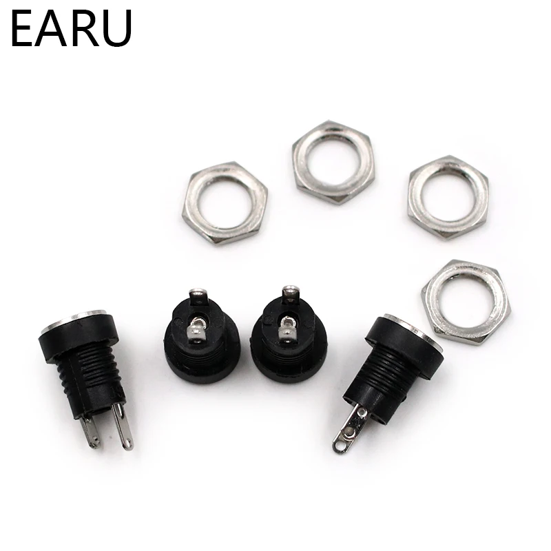5-10Pcs 3A 12v For DC Power Supply Jack Socket Female Panel Mount Connector5.5*2.5mm 5.5*2.1mm Plug Adapter 2 Terminal Types