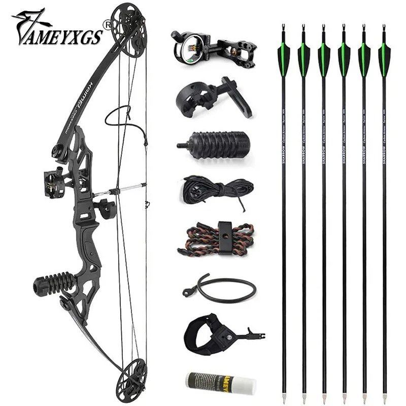 

35-50lbs Archery Compound Bow Kaimei C50 Single Limbs Pulley Bow and Spine 500 Mix Carbon Arrow for Hunting Shooting Accessories