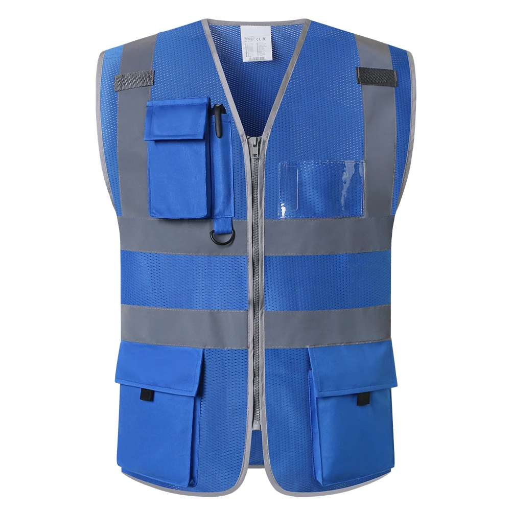 Blue Mesh Safety Vest High Visibility Safety Vest Security Vest With Highlight Reflective Stripes Hi Vis Workwear Waistcoat