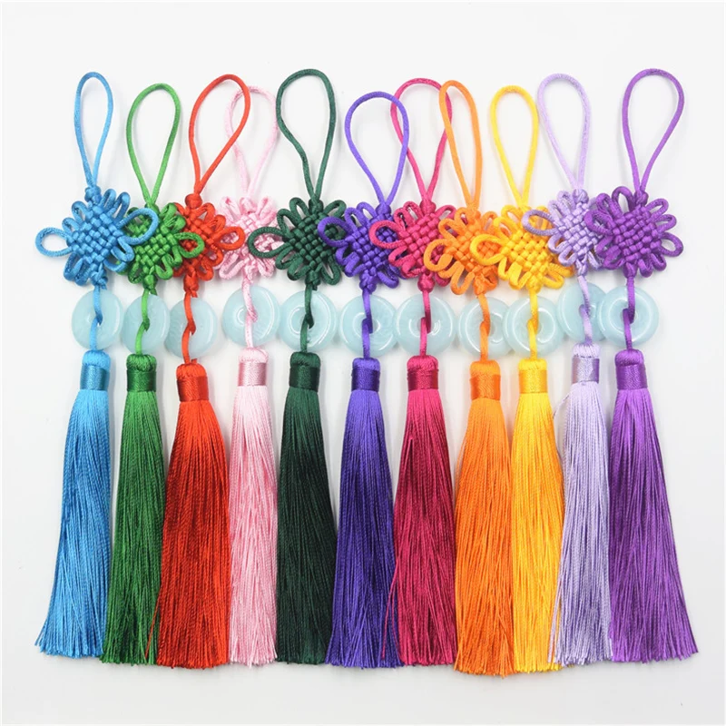 5Pcs Retro Chinese Knot Imitation Jade Tassels Fringe DIY Craft Knit Trim Jewelry Sachet Curtain Car Hang Gift Decor Accessories