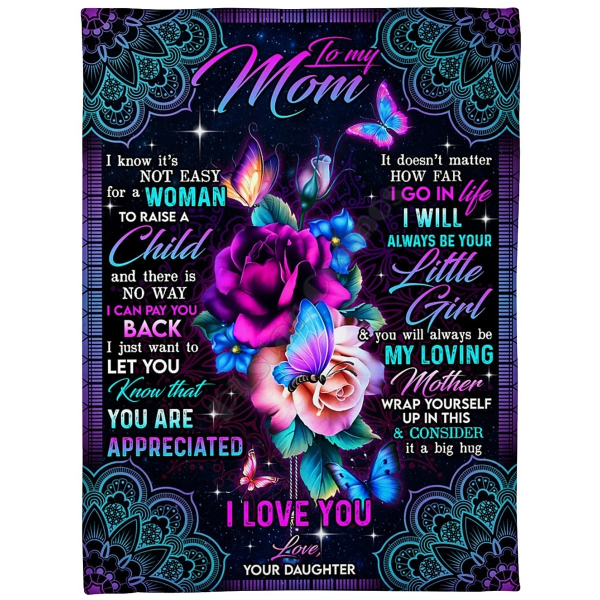 

To My Mom Big Hug And Love From Daughter Cozy Premiun Fleece Blanket 3D print Sherpa Blanket on Bed Home Textiles