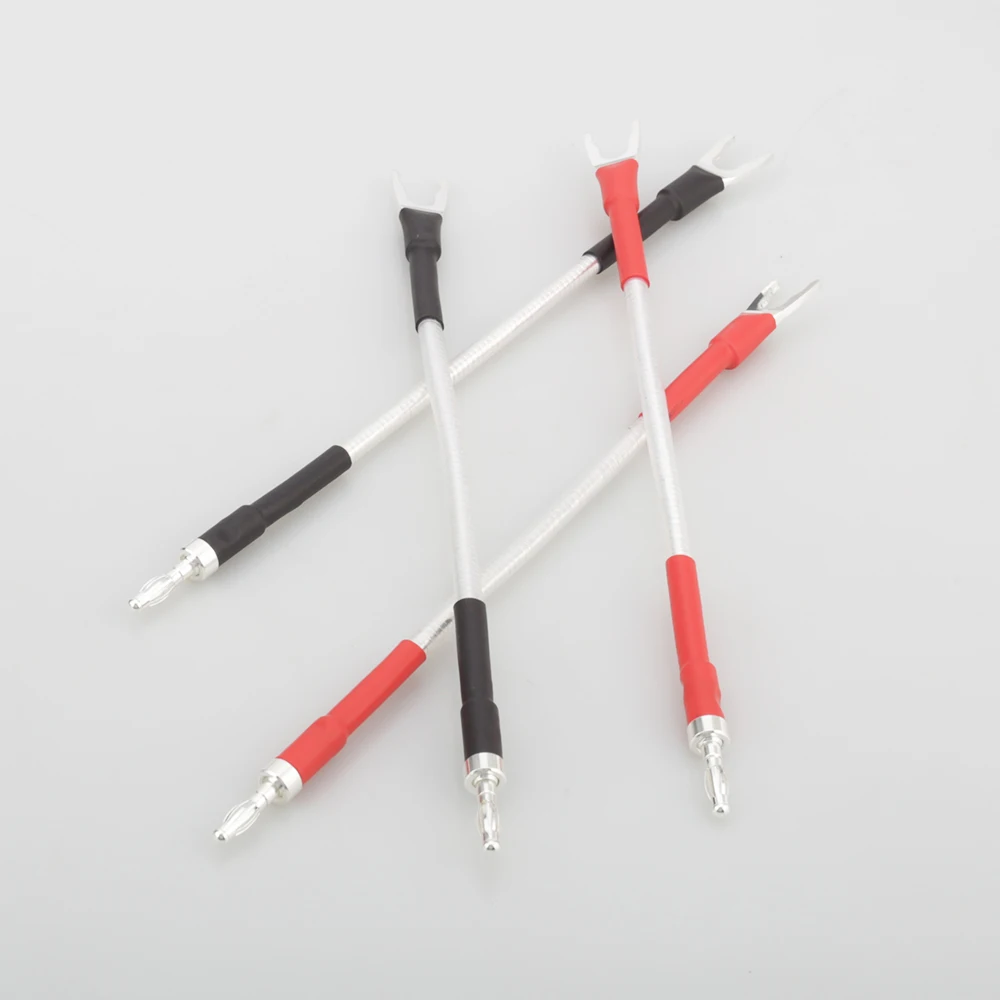 Audiocrast OCC Silver plated Silver foil twist Jump cable Bridge Cable for speaker banana to spade