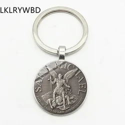 New Archangel St. Michael Keychain Protects My Aegis Protection Orthodox Convex Glass Pendant Keychain
