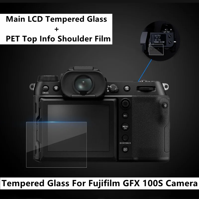 

Fuji GFX100S Camera Main Screen Tempered Glass Hardness + PET Info Film Screen Protector for Fujifilm GFX 100S Camera