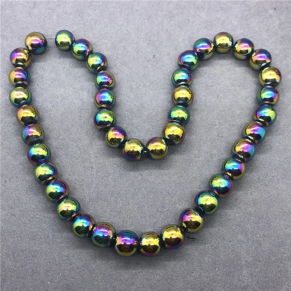 4 Colors Hematite Beads 4-12mm Round Natural Loose Stone Diy for Bracelet Men