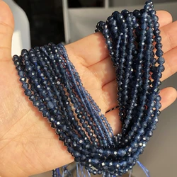 Faceted Blue Sapphire Waist Spacer Beads Natural Loose Stone Beads for DIY Jewelry Making Bracelet Necklace Accessories 15''