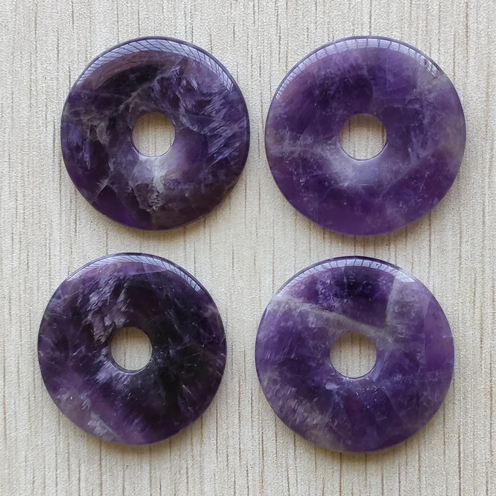 

Fashion natural amethysts stone round circle charms beads pendants 40mm for jewelry making 4pcs/lot wholesale free shipping