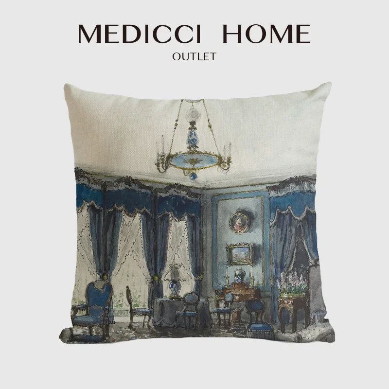 Medicci Home French Retro Cushion Covers A Magnificent Palace Print Pillow Case Toss Throw Pillow Cover 45x45cm Dropshipping