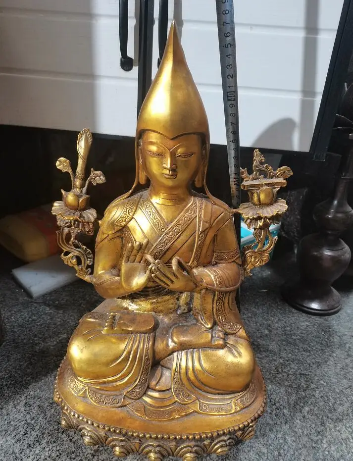 Free Shipping Tibet Tibetan Bronze Gilt Buddhism Tsongkhapa Tsong-Kha-Pa Buddha Statue height 49cm