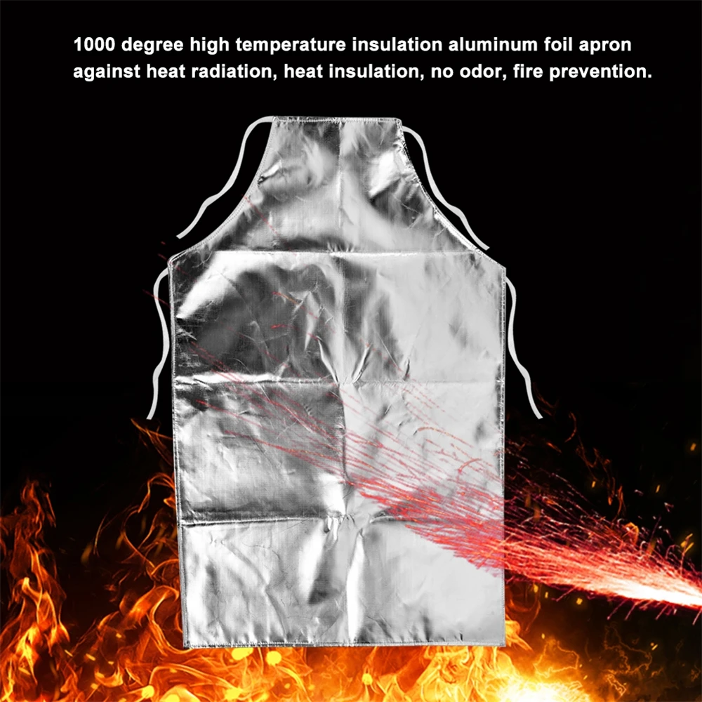 New Safe Welding Apron Flame Heat Resistant Protective Clothing Anti-Scalding Proof Aluminum Foil BBQ Apron For Cook Welding