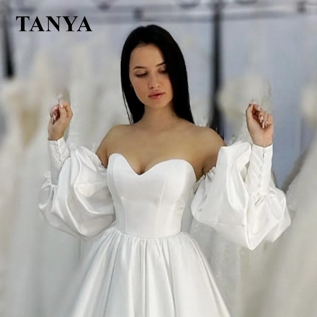 

Detachable Elbow Puffy Sleeves For Wedding Pleated Satin Bridal Accessories Full Fingerless Gloves With Buttons SWD069