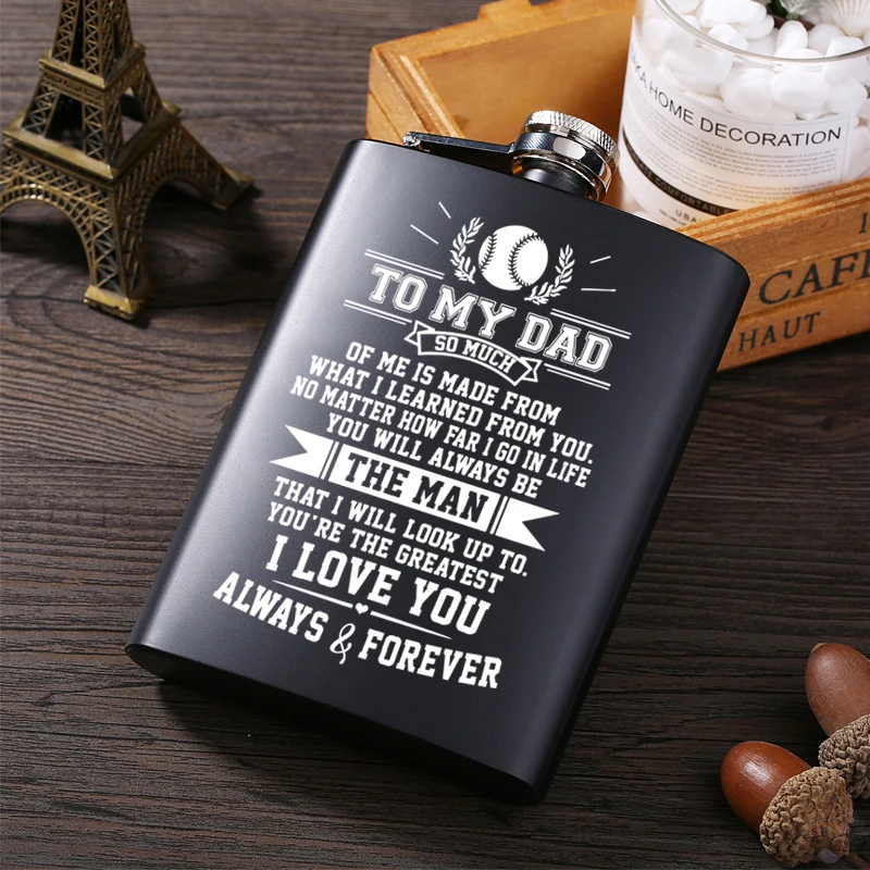 

To my dad Personalized Alcohol Flasks Design Stainless Steel Mini Hip Flask Camp Outdoor Portable Whiskey Flask