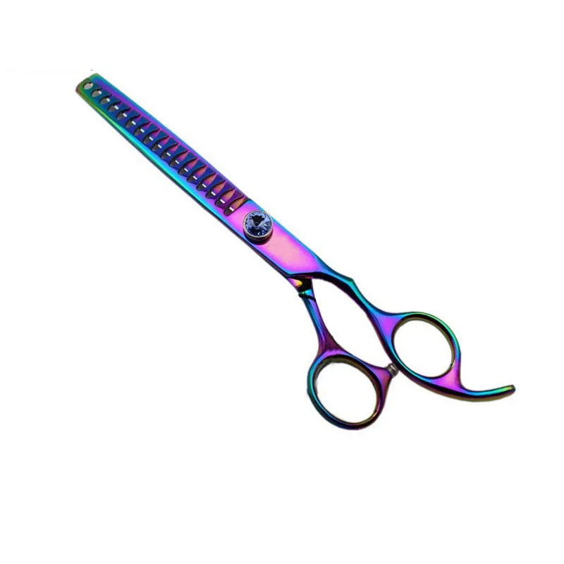 6.5 inch rainbow color dog pet chunker scissors