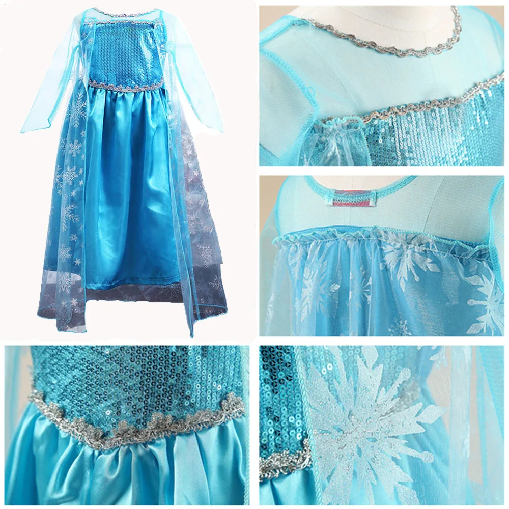 2024  New Elsa Dress Girls Summer Dress Princess Cosplay Costume Dresses For Kids Christmas Birthday Fancy Party Vestidos Menina