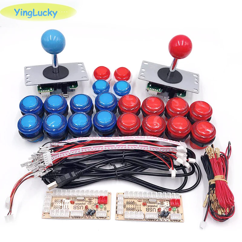 

2- Players DIY Arcade Joystick Kits With 20 LED Arcade Buttons + 2 Joysticks + 2 USB Encoder Kit + Cables Arcade Game Parts Set