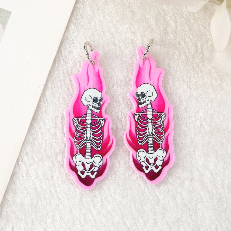 10Pcs Pastel Goth Halloween Ghost Pumpkin Blade Charms Spooky Creative Acrylic Pendant For Earring Necklace Diy Making