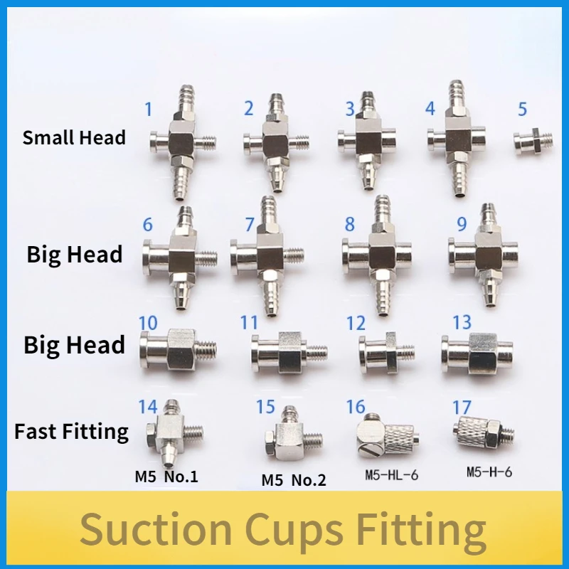 Peças do manipulador ventosas cabeça grande cabeça pequena adaptador de dente de metal m5 conector de cotovelo de t de ferro conector pneumático articulação rápida