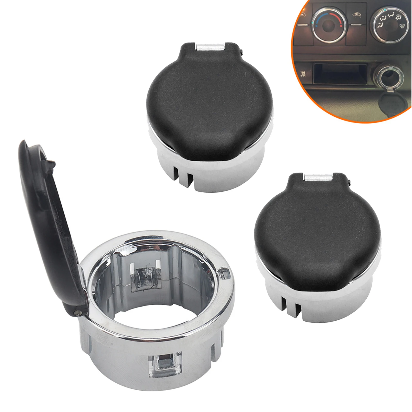 2pcs Dash Power Outlet Cover 12 Volt Power Outlet Plug With Chrome Pop-out Knob Dash Cover For Silverado Tahoe Sierra 2007-2013