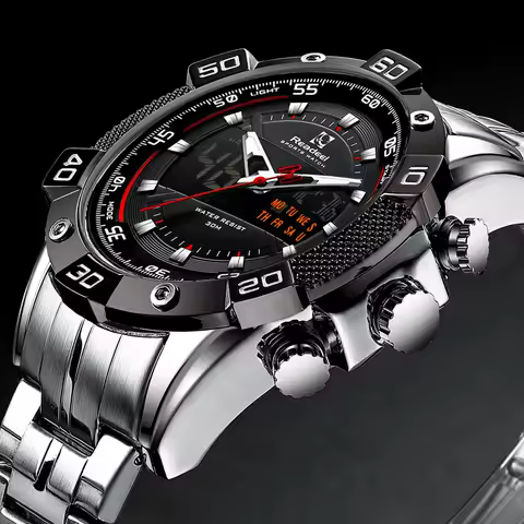 Readeel Analog Digital Watches Men Luxury Brand Stainless Steel Sports Men's Watches Waterproof Man Watch Relogio Masculino